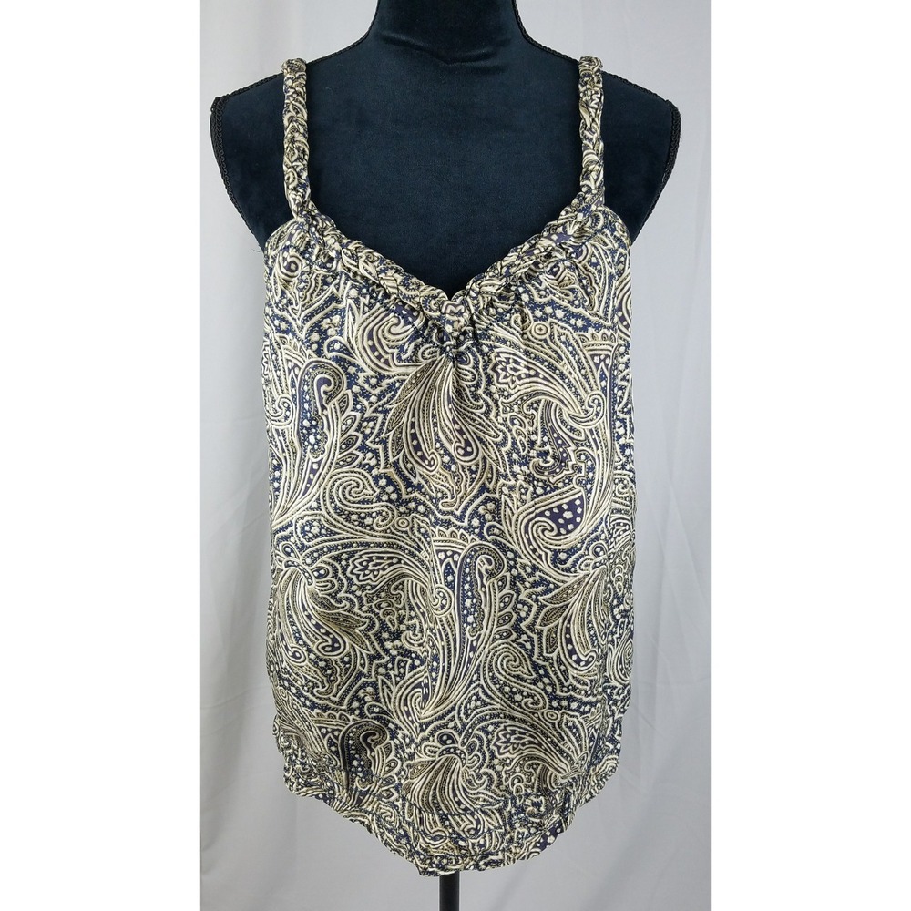 Banana Republic women S sleeveless silk blouse boho Artsy Festival Bohemian